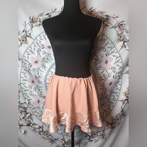 Blush Satin Hem Mini Skirt Size 6 Flowy Skater Y2K Balletcore